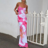 Women Tie-dye Print Suspender Dresses Summer Backless Sling Long Dress Slim Bodayxon Dresses Beach Holiday Dress WY23022SK-Outfit