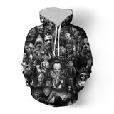 Horror Movie Clown Hoodies Winter Funny Characters 3D Print Mens Sweatshirt Fashion Full Printed Plus Size Unisex