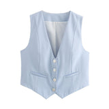 Color Y2K2025 Summer Leisure Repair Vest Sleeveless Vest Short Blouse Women