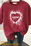 Plus Size T Shirt 100% Cotton L-6XL Tshirt Short Sleeve Women Top 2023 Summer Heart Print O Neck Oversized T Shirts-Outfit