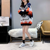 Loose Knitted Oversize Sweaters Rabbit Sequins Women Autumn Winter Casual Female Pullover New Fashion Woman Jumper-Outfit