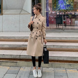 New Style Khaki Slim Trench Coat Women Double-Breasted with Belt Lady Duster Coat Cloak Female Autumn Fall Outerwear