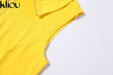 Kliou Casual Two Piece Set Women Sporty Sleeveless Crop Top+Skinny Print Leggings Matching Outfit Female Concise Cool