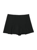 Women Fashion With Pleated Shorts Skirts Vintage High Waist Side Zipper Female Skort Mujer-Outfit