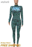 Leopard Print Rompers Womens Jumpsuit Sexy O Neck Long Sleeve Leggings Skinny Night Club Party Jumpsuit Women Overalls-Outfit