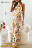 Elegant Half High Collar Floral Print New In Dresses For Women 2023 Vintage Sexy Off Shoulder Backless Lace Up Long Dress-Outfit