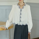 Bubble Sleeve Sweater Women's 2025 New Gentle Lazy Sensing Embroidered Knitted