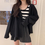 Cardigan Solid Single Breasted V-neck Long Sleeve Korean Style Ulzzang Simple Casual Fashion All-match Harajuku