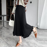Mink Hair Half-Length Skirt Children's Autumn And Winter Korean High-Waisted Hip-Covering Knitted Skirt Medium-Long Agaric Pleated Skirt-Outfit