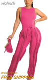 Two Piece Set Womens Outfits Sexy O Neck Tank Top + Drawstring Pants Skinny Tracksuit Women Casual Streetwear Club Suits-Outfit