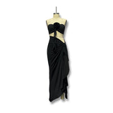Summer New Sexy Wrapped Chest Open Fork Irregular Skirt Two-Piece Suit