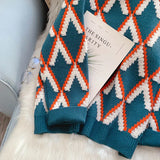 Fashion Women's Turtleneck Sweater Korean Fashion Winter Pullover Oversized Long Sleeve Knitted Lady Argyle Sweaters-Outfit