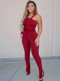 Ribbed Irregular Bodysuit and Pants 2 Piece