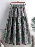 Spring Stitching Jacquard Floral Embroidery Mid-length A-line Skirt Women's High Waist Chic Elegant Skirt QT1676-Outfit