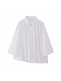 2023 Women Summer Shirts Blouses Tops Fashion Solid Pleated Loose Asymmetric Female Elegant Street Top Clothing-Outfit