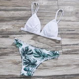 2018 Sexy Swimwear Women Bikini Set Print Leaves Push-Up Padded Swimsuit Low Waist Bathing Beachwear Biquini