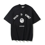 West Oil Painted Letter Foam Loose T Shirts Men and Women High Street Short Sleeve Oversize Tshirt