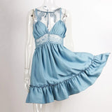 Women's Lady Summer Sleeveless Boho A-line Dress 2021 Casual Loose Sundress Backless Tops