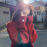 Sweater Women Printed Embroidery Simple Korean Style Harajuku Soft Warm Loose Students Streetwear Knitted Womens