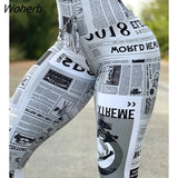 Women Newspaper Print Butt Lifting Pants 2023 Femme Anime High Waist Skinny Trousers Sporty Lady Clothing Clothing traf-Outfit