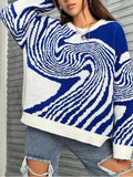 Vintage Ripple Round Collar Collar Sweater Fashion Design Lazy Knitted