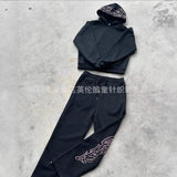 Hooded Trousers Set Printing Foamy Hip Hops Casual Women Plus Velvet