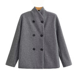 Women's Autumn And Winter New Fashion Temperament Loose V-Neck Double Buckle Coat