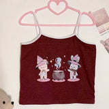 Harajuku Fashion Crop Top Camis Women Japanese Girl Chic Soft Sister Cute Bear ide Outside Wears Thin Short Camisole