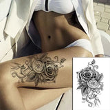Temporary Tattoo Stickers Rose Sapphire Red Flower Fake Tatto Waterproof Tatoo Back Leg Arm Belly Big Size for Women Men