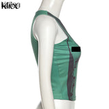 Kliou Body Print Women Tank Tops Hipster Sexy High Street Midnight Wear Clothing Sleeveless O-Neck Hot Female Party