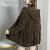 Mink Hair Hooded Zipper Women Coat Winter 2020 New Fashion Female