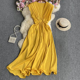 Pure Color Sleeveless Dress-Outfit