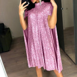 2025 New Small Tie-Collared Bright Dress Loose Women's