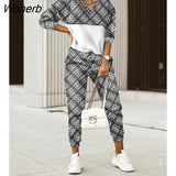 Fashion Printed Two Piece Set Women Casual Sports Style Patchwork Printed Hooded Trousers 2 Piece Suit Women-Outfit
