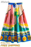 2023 Women Summer Pleated Skirts Fashion Print behind Zipper Mid-Calf Poplin Female Casual Elegant Skirt Clothing-Outfit