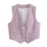 Color Y2K2025 Summer Leisure Repair Vest Sleeveless Vest Short Blouse Women