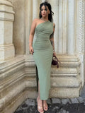 New Women Summer Sexy Split Black Sleeveless Backless Slim Dress Female Fashion Off Shoulder Club Elegant Party Maxi Dress-Outfit