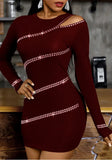 Romantic O-Neck Long Sleeve Beading Mini Club