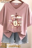 100% Cotton M-6XL T Shirt Chinese Lute Print Tshirt Short Sleeve Women's Top Summer Couple V Neck Oversized T Shirts-Outfit