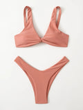 Solid Tie Sexy Bikinis Push Up Bikini 2021 Newest Padded Bra High Leg Bandage Swimsuit Female Swimwear Women