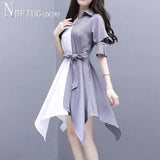 New Plus Size Summer Women Dress Irregular Patchwork Female