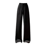 Acetate-Sense Trousers Women's Summer Thin Ice Silk Broad Leg Trousers Small High-Waisted Loose-Rhealing Casual