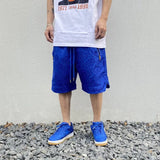 West Hip Hop Silk Cashew Jacquard Embroidery Casual Shorts Mens Zipper Pockers Drawstring Oversize Cargo