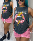 Letter Print Sleeveless Casual Tank Tops Women New 2023 Spring Summer O Neck Camis Fashion Tanks Top Rock n Roll-Outfit