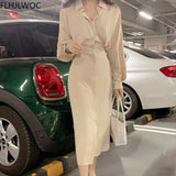 2021 Chic Korea Fashion Clothes Fenimine Vestidos Women Elegant Office Lady Vintage Single Breasted Button Solid Shirt