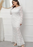 Lace Long Sleeves Plus Size Evening