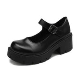 Shoes Vintage Round Toe Ankle-Strap Platform Leather Shoes Japanese Style Lolita Shoes College Student Mary Jane Shoes