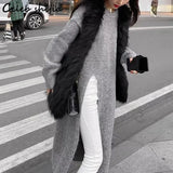 Split Long Knitted Dress Women Autumn 2022 O-neck Full Sleeve Sweater Dresses Ladies Chic Harajuku Woolen Vestidos