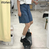 Women High Waist Retro All-match High Quality Vintage Hot Sale Streetwear Boyfriend Knee Length Straight Trousers Womens-Outfit