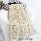 Spring Summer Heart Print Tulle Skirts Floral Fashion Midi Length Mesh Tutu Long Skirts Chic Casual Gauze Skirt QT1553-Outfit